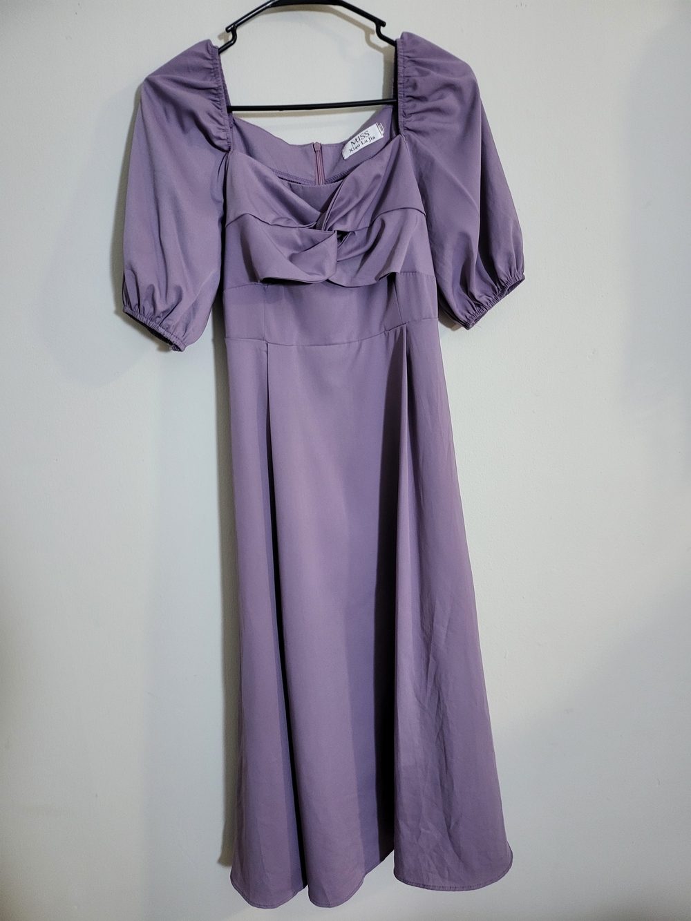 Lilac Maxi Dress with Puff Sleeves